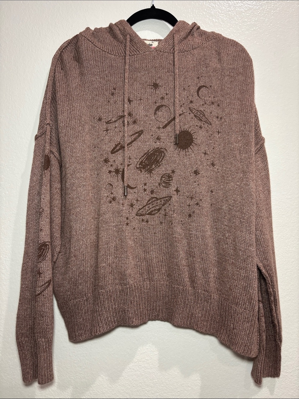 maronie knit hoodie with space print size large